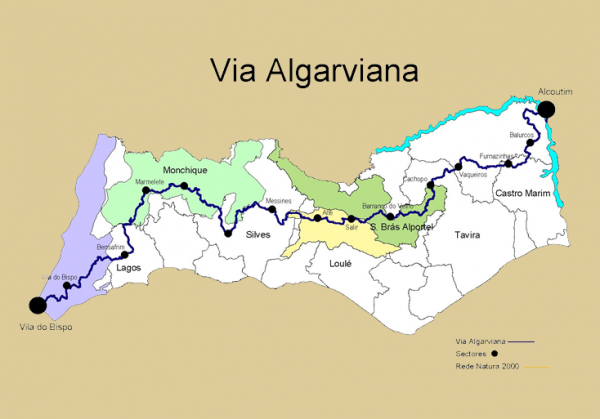 Via Algarviana ruten. Kilde: Wikipedia